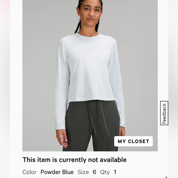 NWT lululemon cotton tee powder blue size 6 - Picture 1 of 6